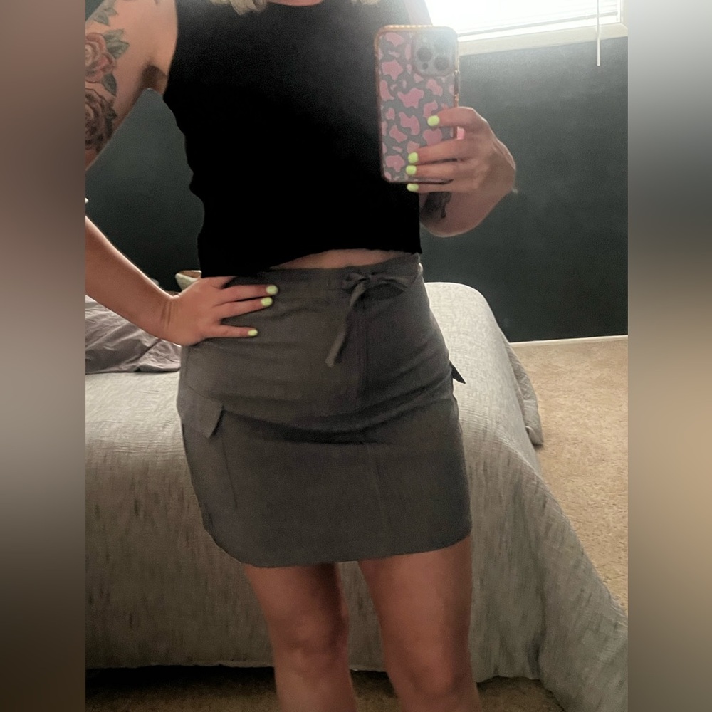 Vintage 90s Y2K Office Siren Minimalist Drawstring Cargo Skirt - Picture 8 of 11
